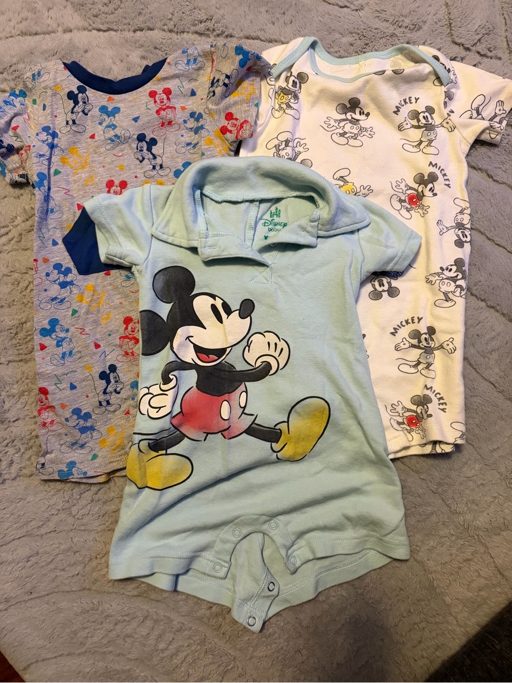 Disney Baby Mickey Mouse Light Blue Polo Romper - Kids Shirt
